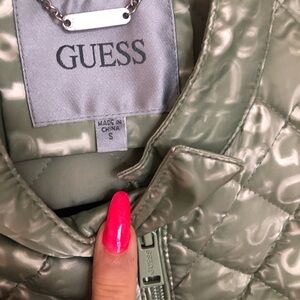 GUESS Green Quilted Jacket for Women